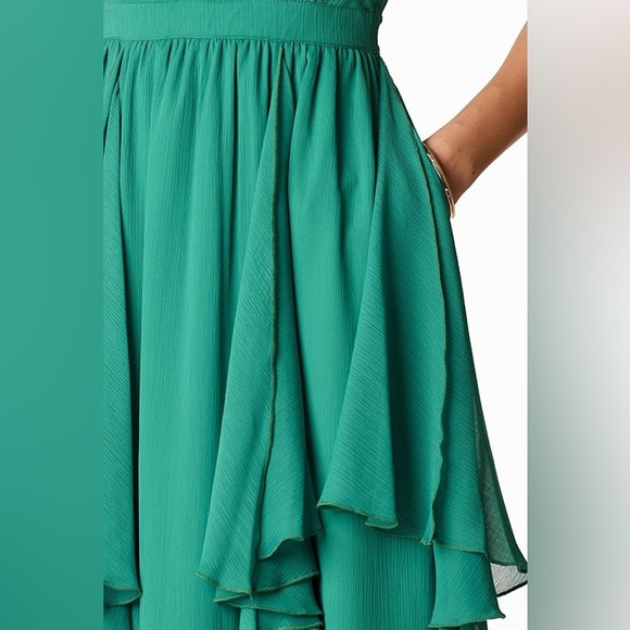 Forest Green Chiffon Dress with Layers - Picture 16 of 16